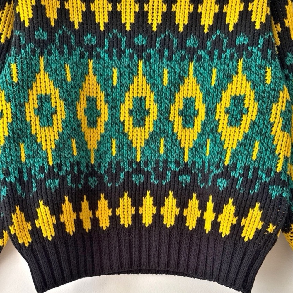 Vintage 80s 90s Grandpa Sweater Chunky Knit Oversized Pullover Colorful Size M - Picture 10 of 12